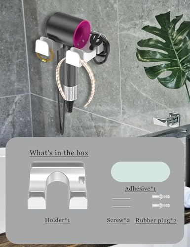 NOTMBESTM Suporte universal para secador de cabelo, suporte de parede para secador de cabelo, porta