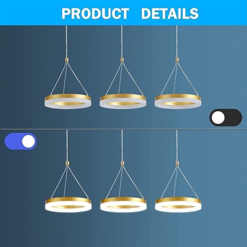 Suspension LED avec télécommande 3 lampes lustre de plafond réglable cuisine salle à manger