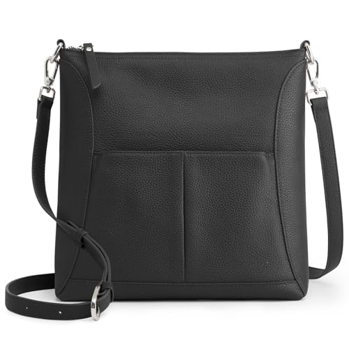 S-ZONE Leather Crossbody Bags for Women RFID Blocking Travel Purse Designer Shoulder Handbags Adjustable Strap