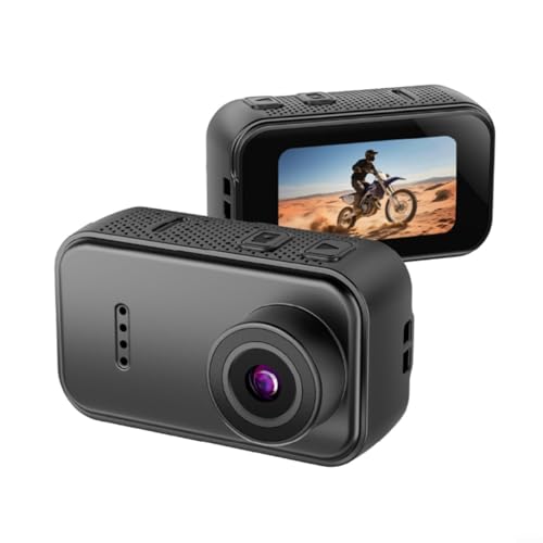 SMZhomeone Mini caméra d'action 1080p avec objectif grand angle de 130°, batterie longue durée de vie, écran IPS de 1,47", cordon magnétique et kit de montage pour vélo, vlogging, voyage, promenade