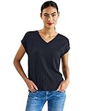 jeansrock lang weiß Street One Shirt ärmellos mit V-Ausschnitt und Struktur Optik