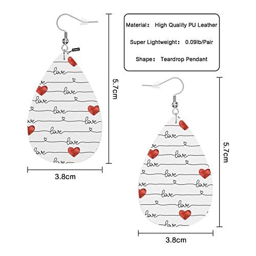 Vosach Love Hearts Leather Teardrop Earrings Valentine's Day Simple Line Hearts Faux Leather Water Drop Earrings Jewelry For Women Girls Wedding #TOP1