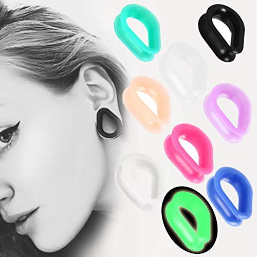 Ipink-18Pcs Hollow Silicone Teardrop Ear Piercings Ear Plugs And Tunnels Pircing Gauges Earrings Stretchers Body Jewelry (9 Pairs Of Gauge=00G(10Mm)) #TOP1