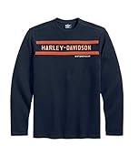 Colletto a costine Harley-Davidson Camicia classica da uomo a maniche lunghe a righe toraciche 99090-13VM, nero, 3XL