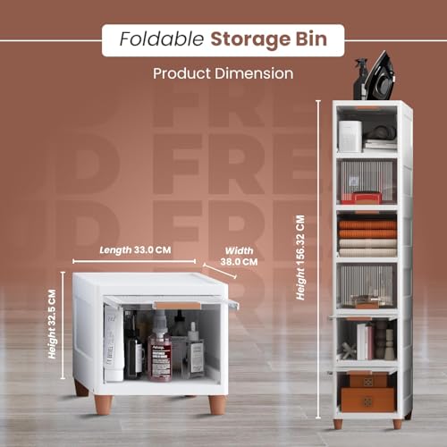 Image of JD FRESH 6 Tier Plastic Wardrobe Organizer /Foldable Cupboard for Storage /Stackable Storage Cabinet /Drawers for Storage Box /Multipurpose Storage Rack /Plastic Wardrobe Organizer (Transparent)