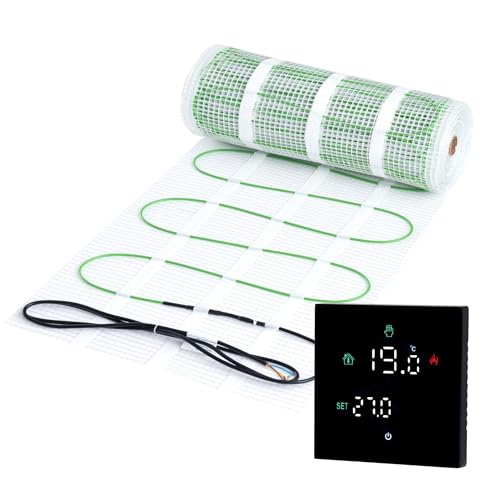 Juego de calefacción por suelo radiante eléctrico ecológico de 100 vatios con control WiFi para una comodidad de bajo consumo energético, 35 m²
