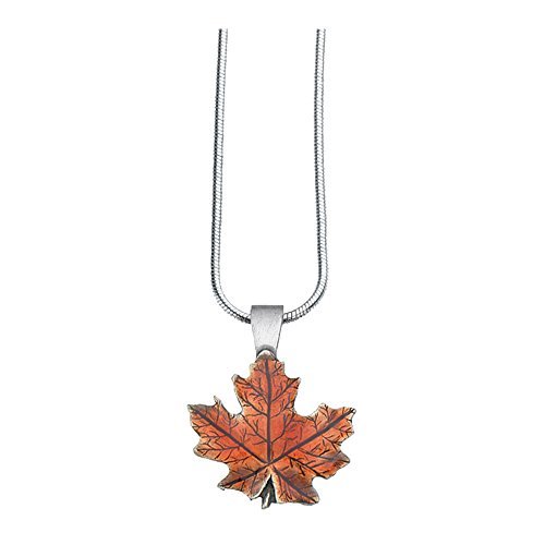 – 1” Maple Leaf Fall/Autumn Necklace, Pewter Pendant, Handcrafted, 18” Sterling Box Chain, Made In USA