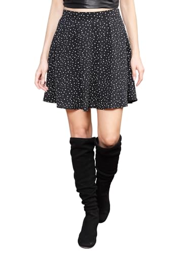 Image of Sera Women's Floral Print Black Viscose Rayon A-Line Casual Mini Skirt
