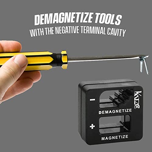 Katzco Black Precision Magnetizer And Demagnetizer - 1 Pack - For Screwdrivers, Screws, Drill Bits, Sockets, Nuts, Bolts, Nails, Drivers, Wrenches, Tweezers, And Other Steel Tools #TOP5