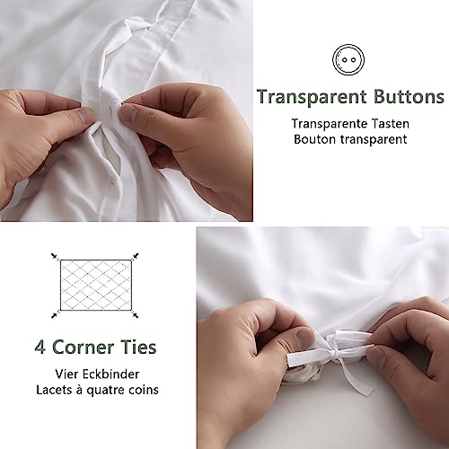 Parure de lit luxueuse en viscose de bambou blanc pur