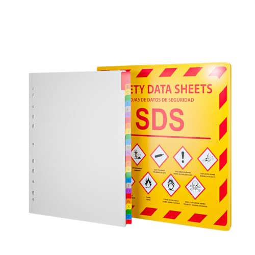 Yellow Safety (YS) 1 Pack SDS Binder - With Page Dividers Size 8.5x11 Inches 2025 Requirements Heavy Duty 3 Inch 3 Ring Safety Data Sheet SDS Binder
