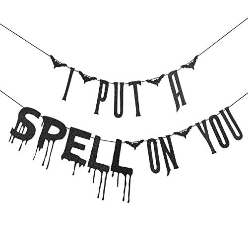 Black Glitter I Put A Spell On You Banner, Hocus Pocus Banner Halloween Witch Banner Hocus Pocus Halloween Party Decorations Witch Party Decorations