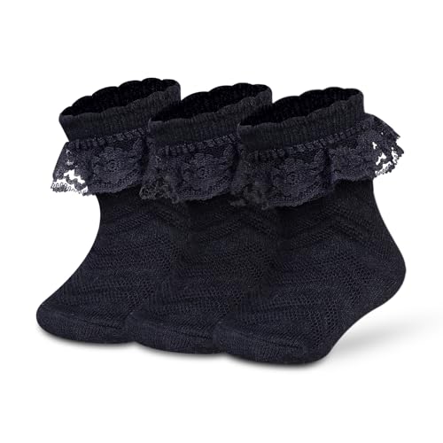 Image of Supersox Frill Ankle Length Socks for Babies | Durable & Breathable Combed Cotton | Extra Soft, Anti-Odor & Moisture Absorbent | Pack of 3