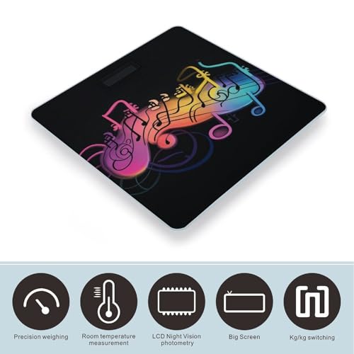 Báscula digital para baño con diseño musical y pantalla LCD grande miniatura 3