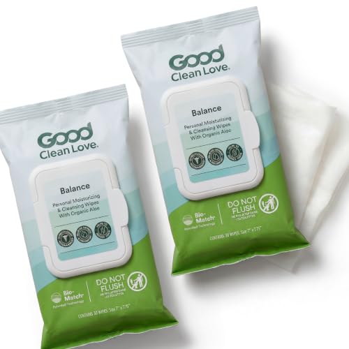 Good Clean Love Balance Feminine Wipes pH-Balanced, Organic Aloe (60 Count)