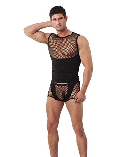 Rimba Chemise pour Homme en Résille Noir Taille S/M