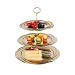 Shencai Cupcake Stand,3 Tier Stainless Steel Classical Fruits and Dessert Tray for Party (Color:Golden)