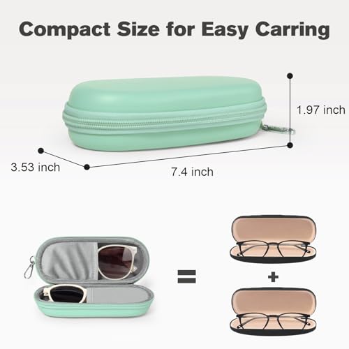 Image of Double Eyeglasses Case, Dual Glasses Sunglasses Organizer with Zipper Closure, Eyewear Storage Box for Men Women Travel
