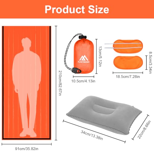 flintronic Notfall Schlafsack, Biwaksack Notfall, Überleben Schlafsack, Wasserdicht Notfalldecke, Hitzeabweisend Kälteschutz, Survival Biwak Sack für Outdoor/Wandern/Camping – Bild 3