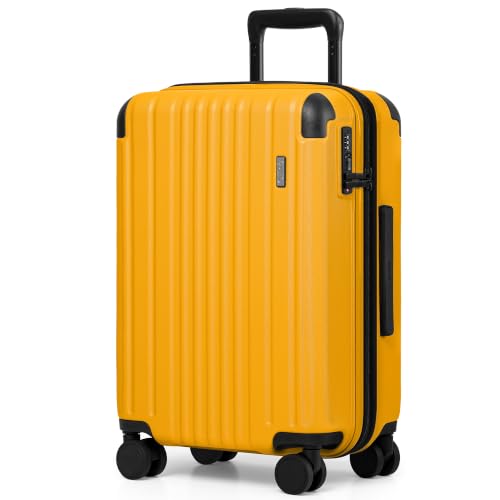 Image of Coolife Luggage, Lightweight and Durable Hardshell, 20 in, Yellow
