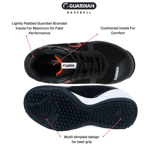 Guardian Baseball Guardian Bolt Youth Baseball Turf Shoes - Baseball Cleats For Boys And Girls Softball Shoes - Lightweight - Supportive - Comfortable Design, Black/Red thumb #1