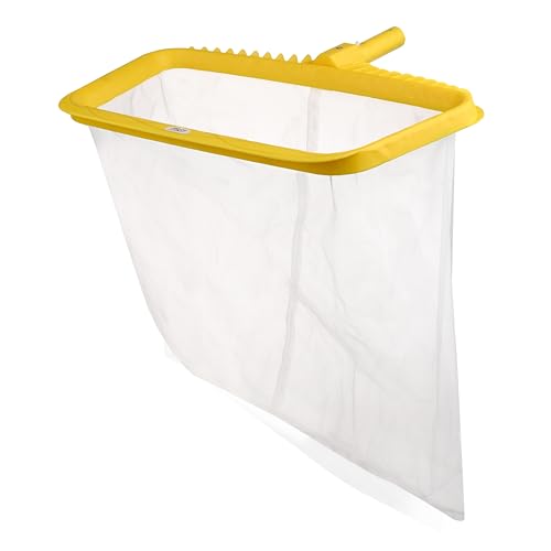 Image of POOLX Heavy Duty Plastic Leaf rake with Short wear Screen mesh Deep net for Pool Cleaning (Yellow)