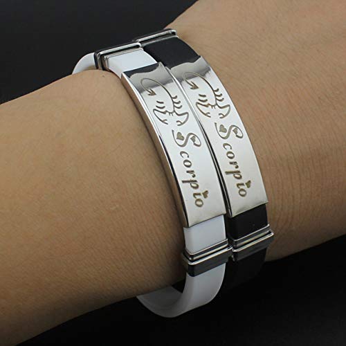 ODETOJOY 12 Constellations Bracelet | Stainless Steel Cuff Men Women | Scorpio Horoscope Astrology Jewelry | Zodiac Punk Pulseras Couple Gifts - Image 2