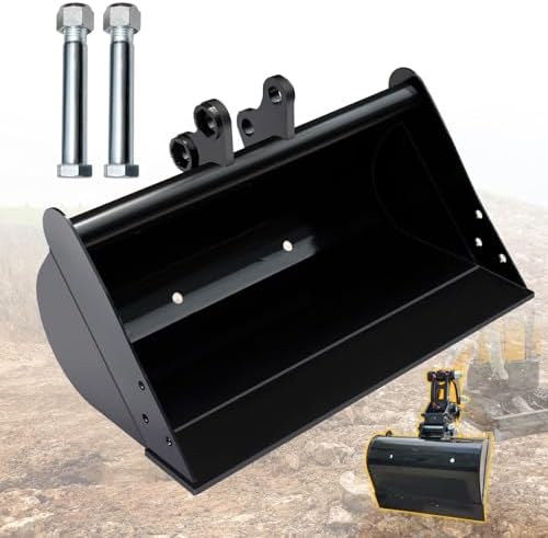 DANWIWEE Mini Excavator Bucket Attachments, 20" No Teeth Flat Backhoe Buckets, Digging Bucket Accessories for Loading Sand, Soil, Cleaning Ditch