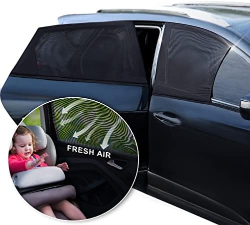 TAGMORE 4 Packs Car Window Shades Universal Front and Rear Side Window Sunshades Sun UV Visor Mesh Cover for Car Camping Trip, Full Window Semi-Transparent Privacy Shield