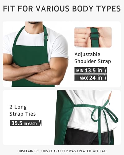 Image of Syntus Chef Apron for Men Women Kitchen Cooking Apron with Pockets, Adjustable Bib Aprons Stain Resistant
