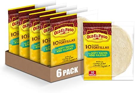 Old El Paso Flour Tortillas for Soft Tacos and Fajitas, Meal Prep, 10 Ct, 8.2 oz (Pack of 6)