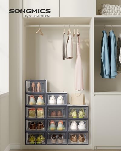 SONGMICS Schuhboxen, 12er Set, Schuh-Organizer, faltbar und stapelbar – Ansicht 2