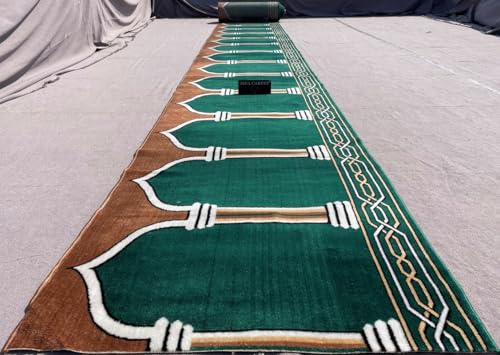 Image of Sifa Carpet Luxury Anti Skid Acrylic Zanamaj Prayer Carpet Rolls for Masjid and Gallery(Green 4x50 Feet)