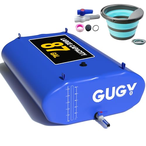 GUGY Vejiga de agua portátil de 87 galones para cama de camión y carrito de transporte, vejiga de agua de emergencia para caravana al aire libre y campamento en coche, tanque de almacenamiento de agua