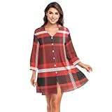 Photo Gallery aidingzhi copricostume da donna merry christmas buffalo plaid check beach shirt cover up 3/4 maniche, merry christmas buffalo plaid check, xx-large Photo Gallery aidingzhi copricostume da donna merry christmas buffalo plaid check beach shirt cover up 3/4 maniche, merry christmas buffalo plaid check, xx-large