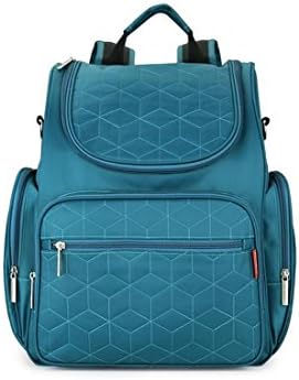 Stylish Travel Diaper Backpack Bag Waterproof Mummy Baby Diaper Bag Backpack with Changing Pad& Stroller Straps (Peacock Green )