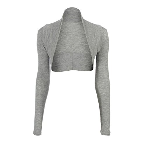 Bolero de viscosa gris para mujer en talla M/L cárdigan corto manga larga