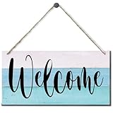 Welcome Decor Sign, Hanging Wood Sign Home Decorative, Printed Wood Wall Art Sign, Indoor or Outdoor Welcome Sign, Rustic Front Door Decor, Farmhouse Porch Decor, Home Hanging Decor Sign 12 * 6inch G
