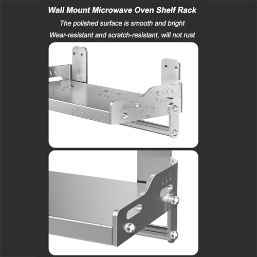 Estante de acero inoxidable para microondas con 6 ganchos y diseño plegable de pared 6