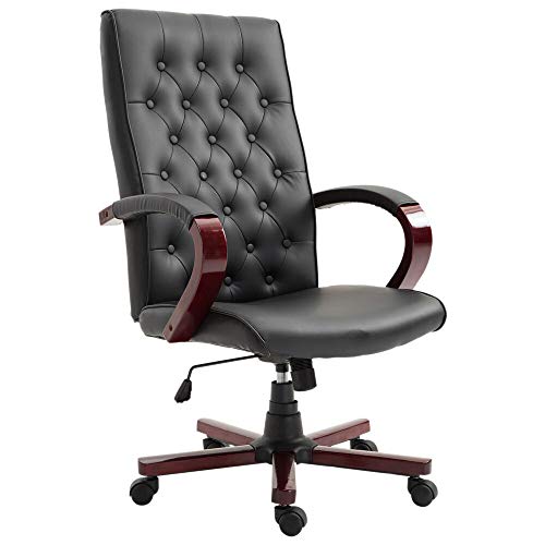 31.526.2517''21''- 21''19'' Black T4P1 Faux Leather Wooden High Back Executive Home Office Chair
