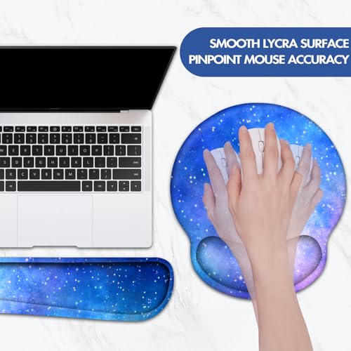 Lauspuck Keyboard Wrist Rest, Ergonomic Mouse Pad Wrist Support, Memory Foam Wrist Rest, Anti-Slip Base, Mousepad with Coaster for Computer Keyboard Office Home, Nebula Galaxy — view 5