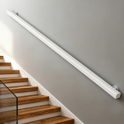 Rampe d'escalier en bois blanc de 240cm pour sécuriser les chutes - 5