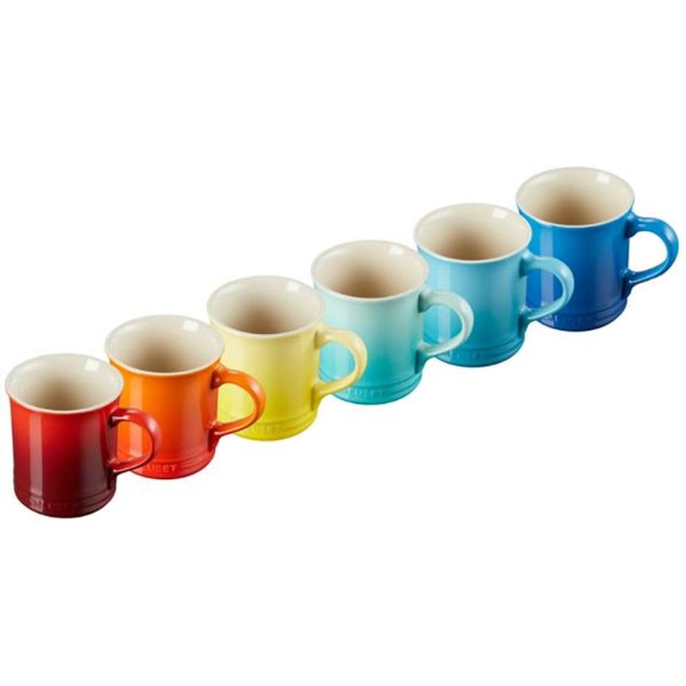 LE CREUSET Juego de 6 tazas grandes de cappuccino de gres, 400 ml, arcoíris, 79296408429030