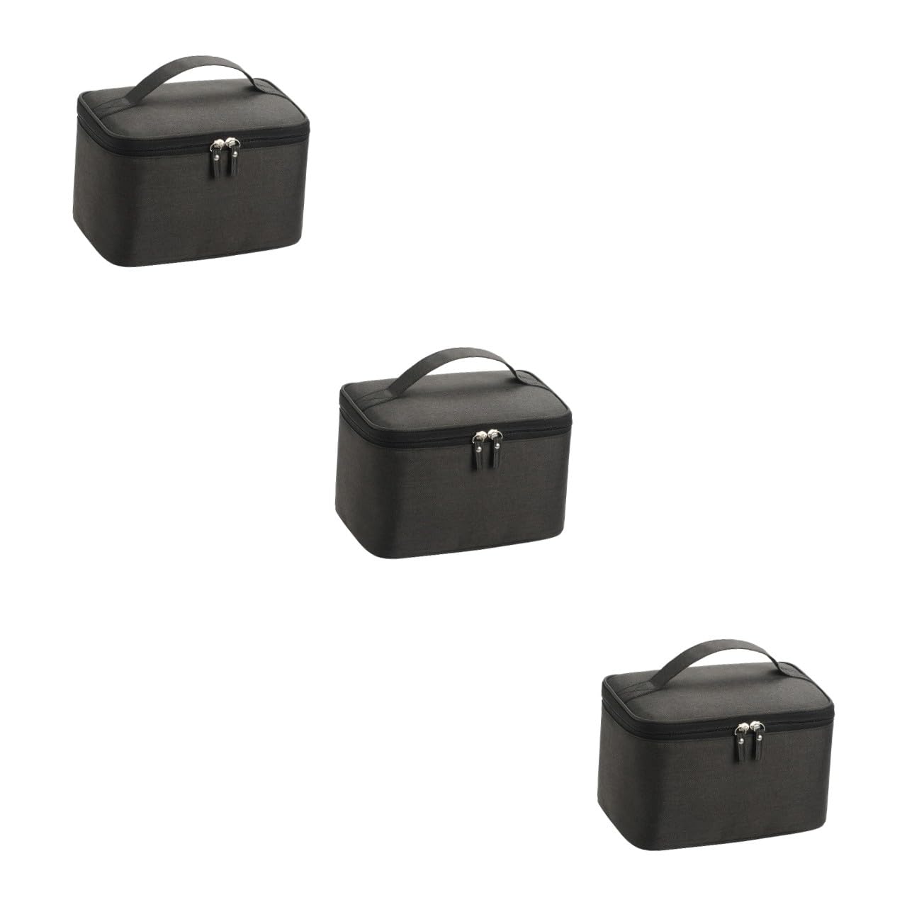 Ipetboom 3pezzi Borsa Cosmetica Da Viaggio Organizer Portatile Per Make-up e Necessità Da Toilette Design Elegante e Compatto Adatta Per Donne e Viaggi Nero Opaco