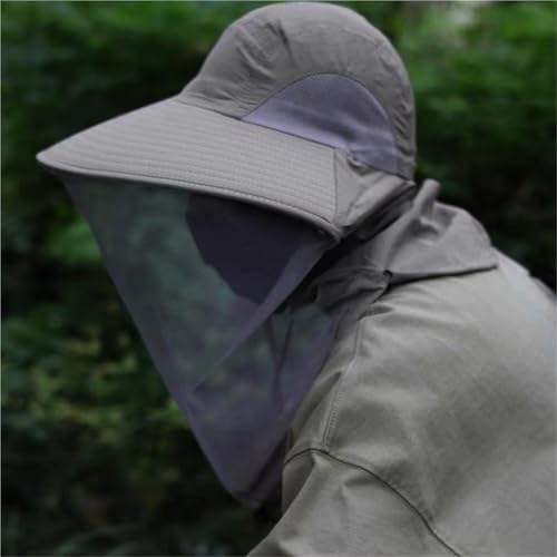 Gorro antimosquitos de malla completa transpirable con cordón ajustable gris oscuro 5