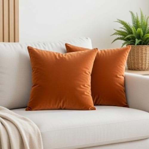 Kit 2 Capas de Almofada Decorativas Veludo Terracota 45x45cm Luxo...