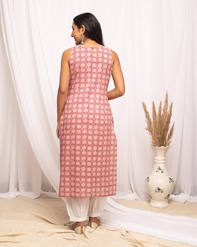 Image of FIORRA Womens Cotton Straight Fit Floral Printed Kurta