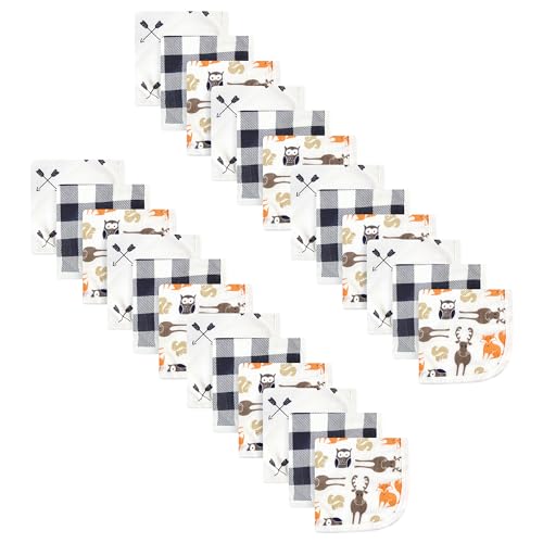 Image of Hudson Baby Unisex Baby 24Pc Cotton Muslin Washcloths, Forest, One Size