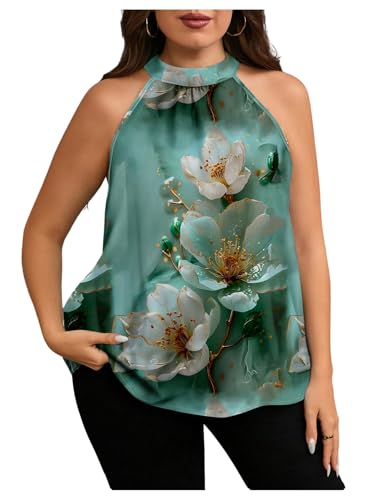 Image of RoseSeek Women's Tropical Paisley Halter Blouse Boho Shirt Vacation Tops