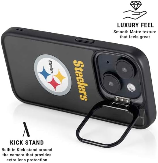 Skinit Kickstand Phone Case Compatible with iPhone 16 Plus - Officially Licensed NFL Pittsburgh Steelers Team Jersey Design